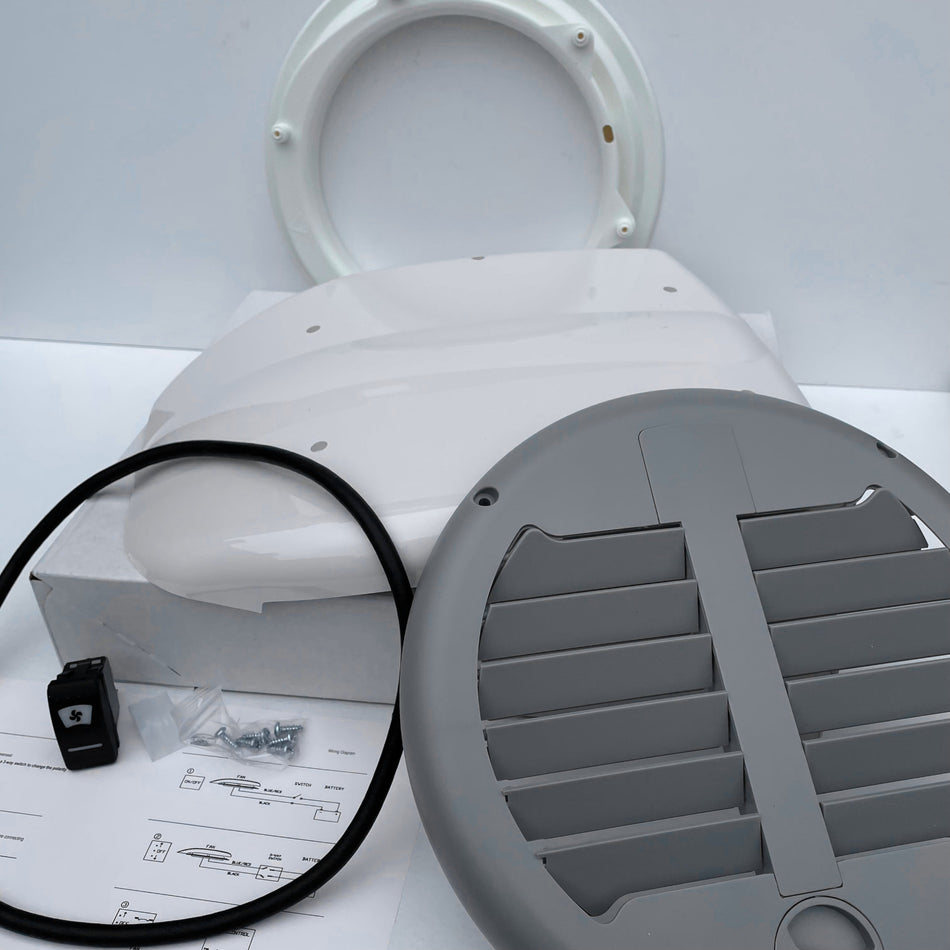 Low profile motorised van ventilator for vans with grey inner valve