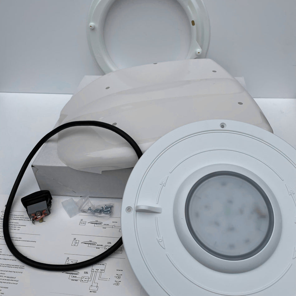 Low profile motorised van ventilator for vans plus inner valve with light