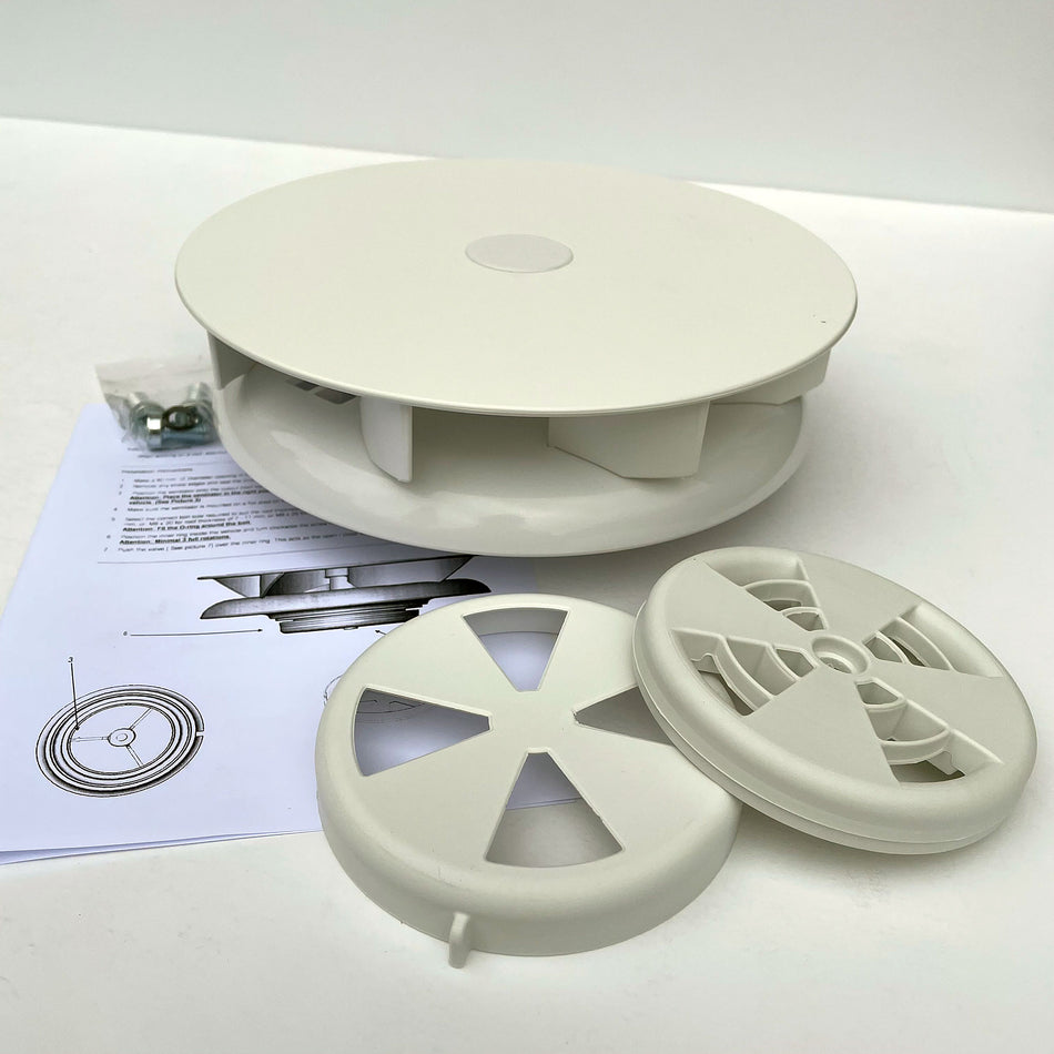 Small low profile rotary van roof ventilator for van bus caravan White