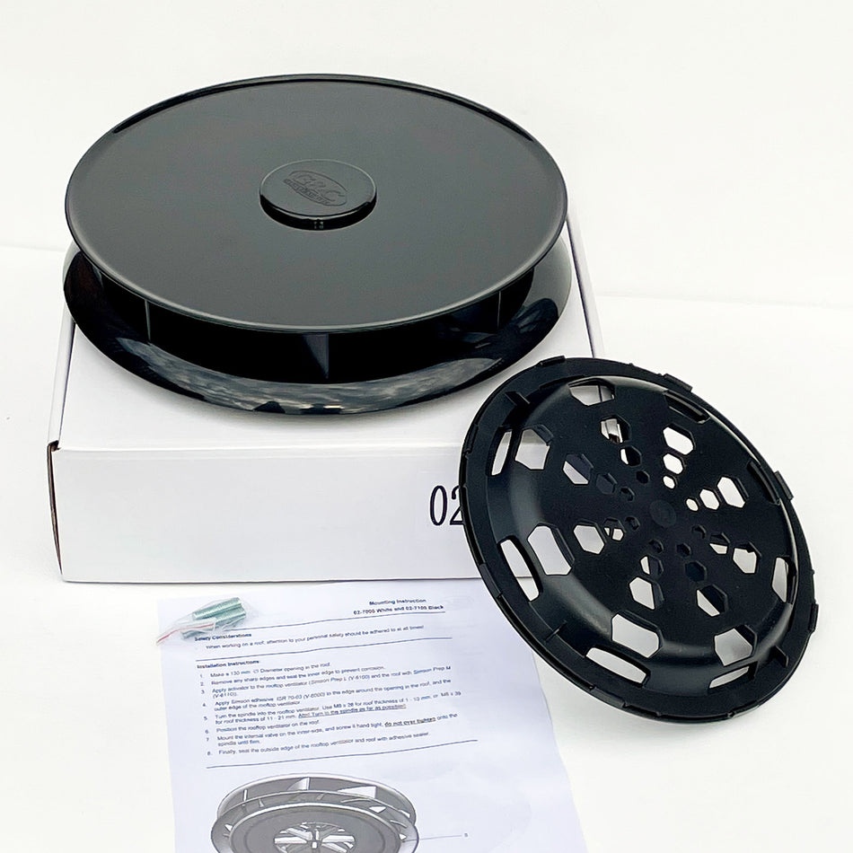Low profile rotary van roof ventilator for van bus caravan - Black