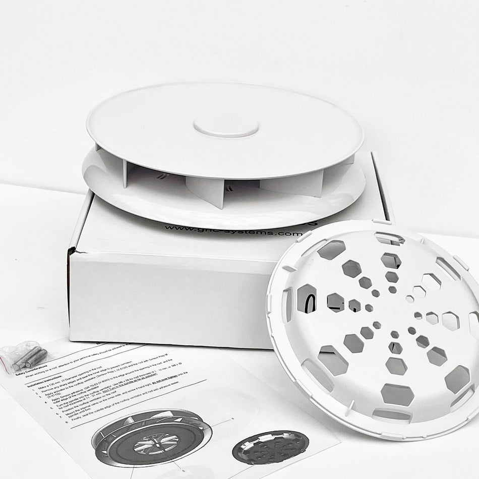 Low profile rotary van roof ventilator for van bus caravan - White