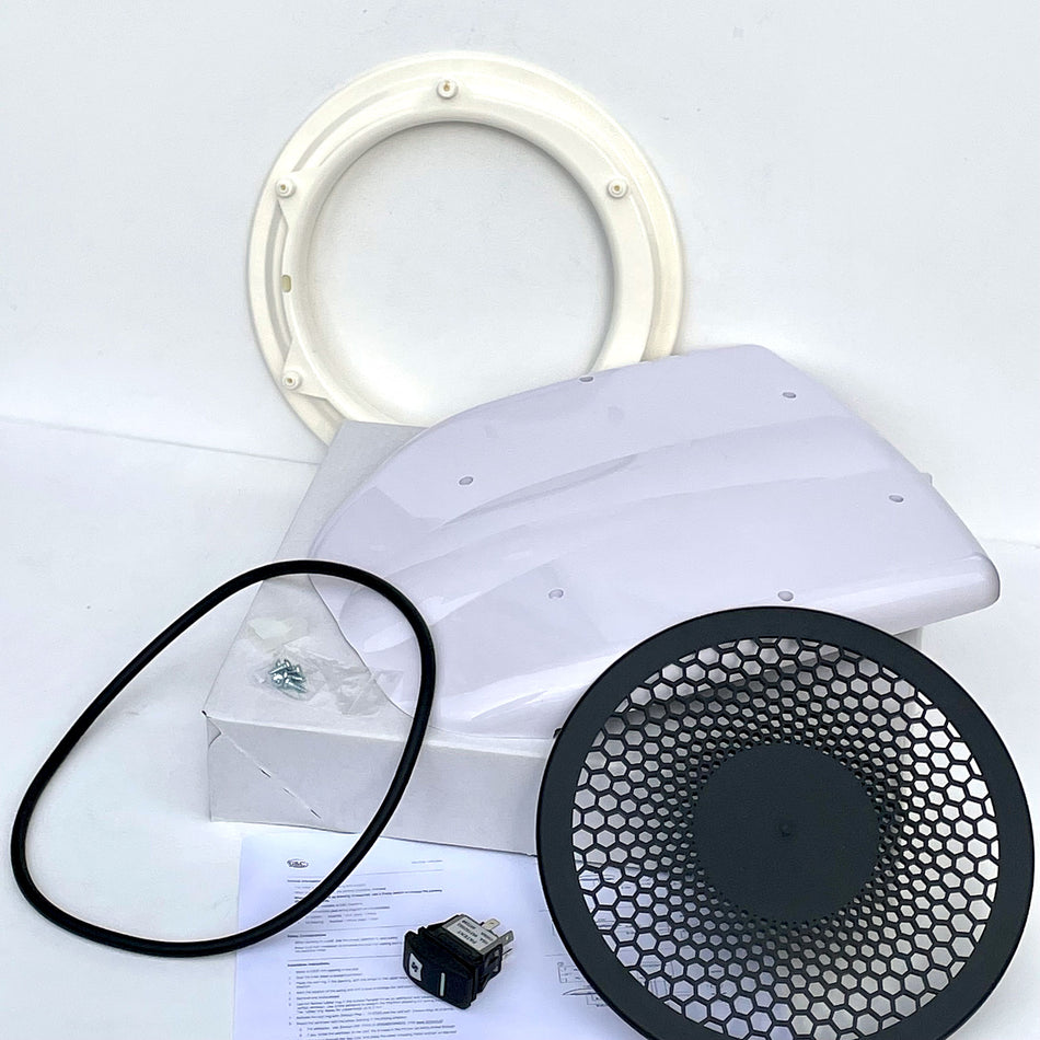 Low profile motorised van ventilator for dog van - White
